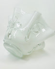 1960s MURANO CASED WHITE RUFFLE RIM HANDKERCHIEF GLASS VASE MILLEFIORI