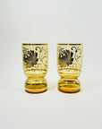 1950s AMBER GOLD FLORAL GILDED GLASSES