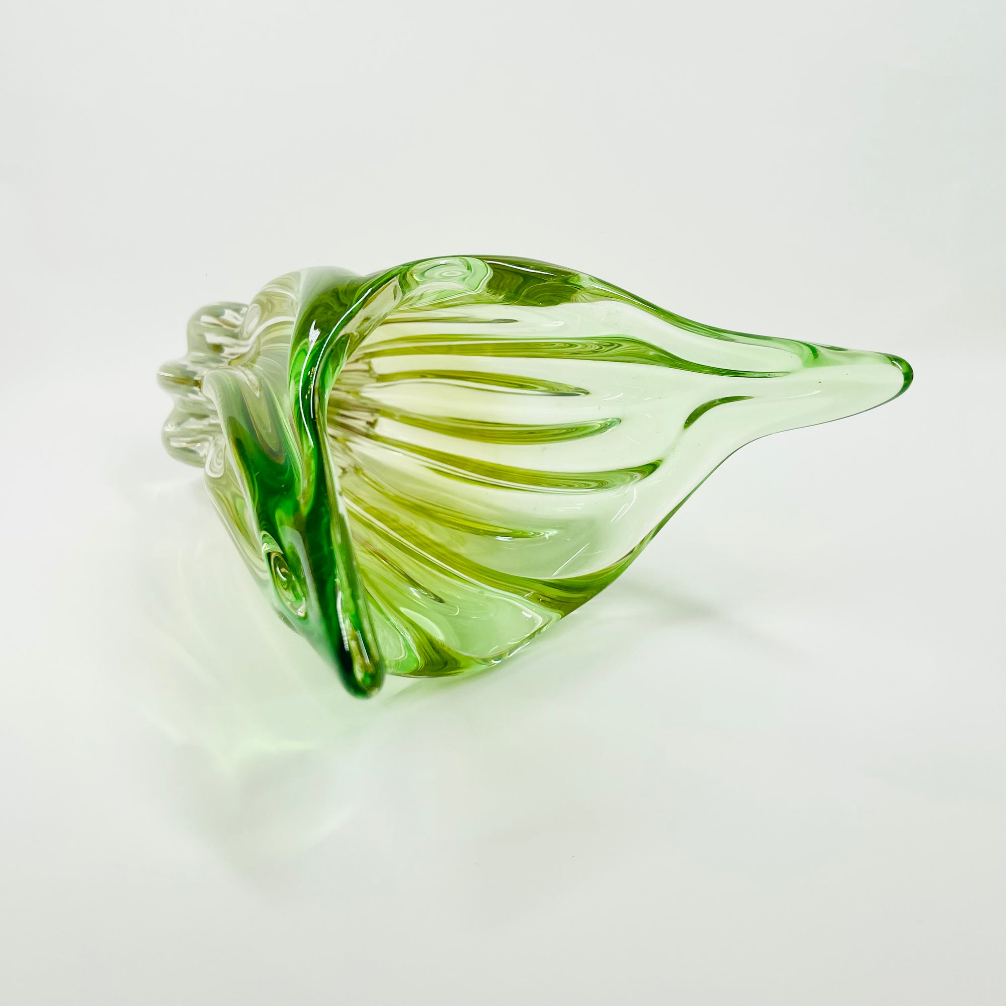 1970s JAPANESE LIME GREEN OMBRE SOMMERSO GLASS VASE