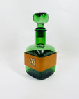 1950s ITALIAN GREEN GLASS DECANTER WITH LEATHER SLEEVE