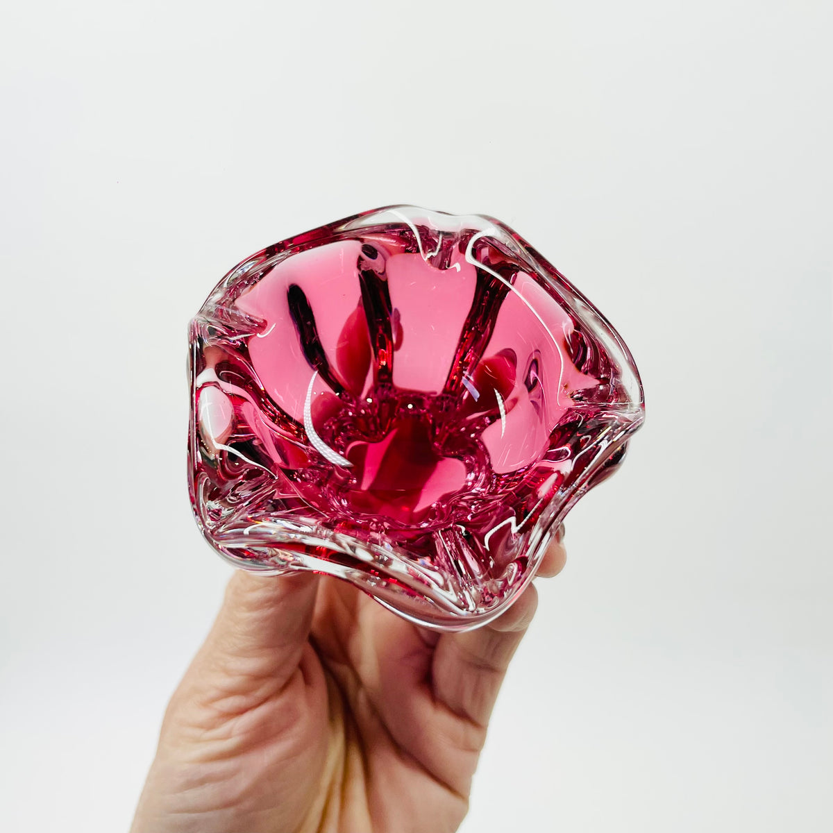 ANTIQUE MURANO PINK SOMMERSO GLASS MINIATURE BOWL/ASHTRAY