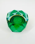 1940s GREEN BLUE GOLD AMBER MURANO MANDRUZZATO SOMMERSO DIAMOND FACETED GLASS BOWL/ASHTRAY