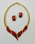 80s BARCS RED ENAMEL NECKLACE SUITE