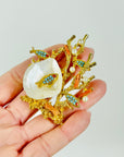 1950s CORAL SEASHELLS EARRINGS BROOCH SUITE