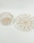 ANTIQUE PINK ZANFIRICO & LATTICINO GLASS PINCHED BOWL & MATCHING PLATE