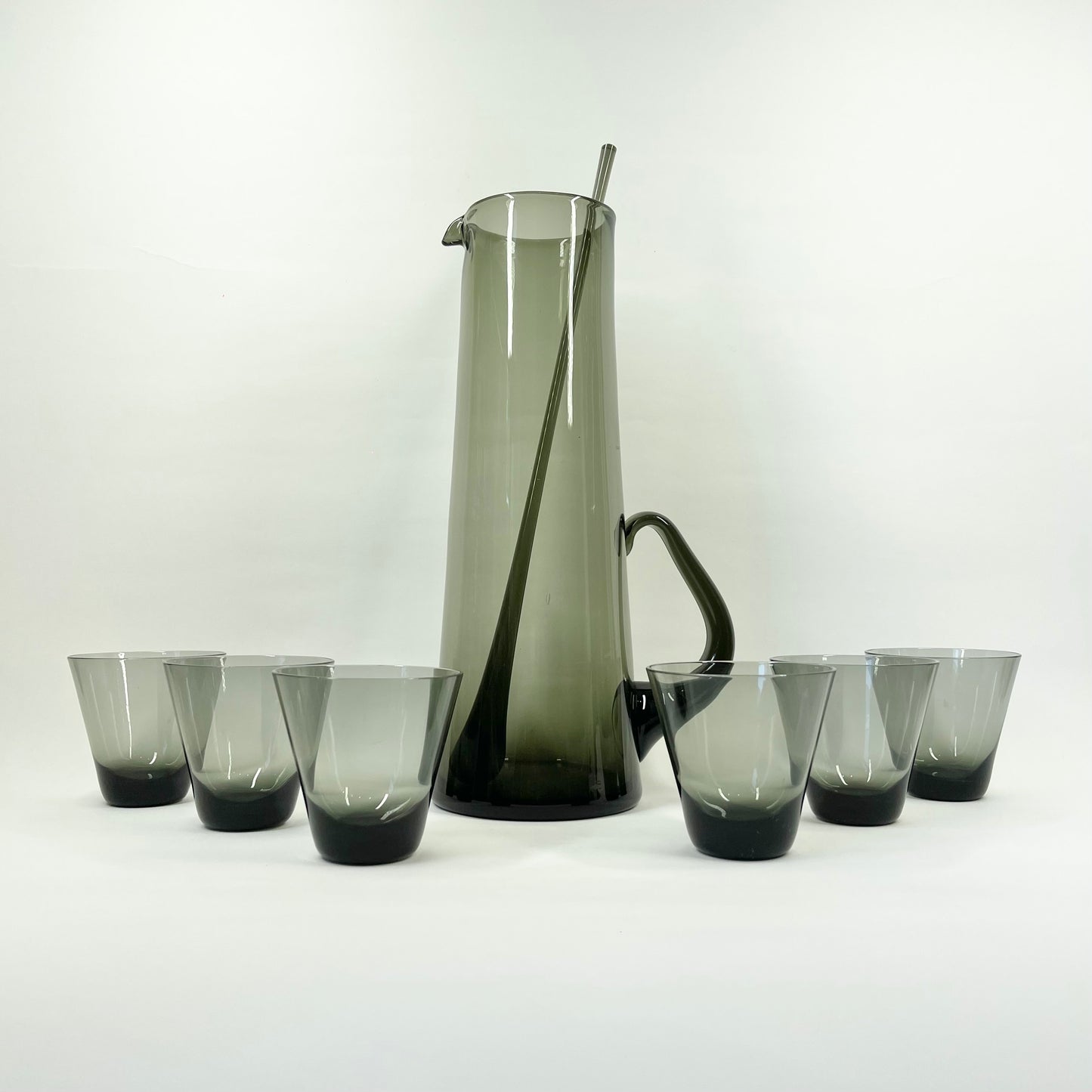 1950s POLISH GREY GLASS JUG SET