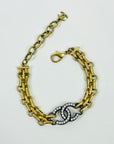 2020 LIMITED EDITION CHANEL CC TWO TONE DIAMANTE LOGO MESH CHAIN BRACELET