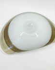 1980s CZECH LARGE CASED BROWN PINCHED GLASS BOWL