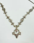 ANTIQUE SILVER FESTOON NECKLACE WITH PINK GLASS PASTES