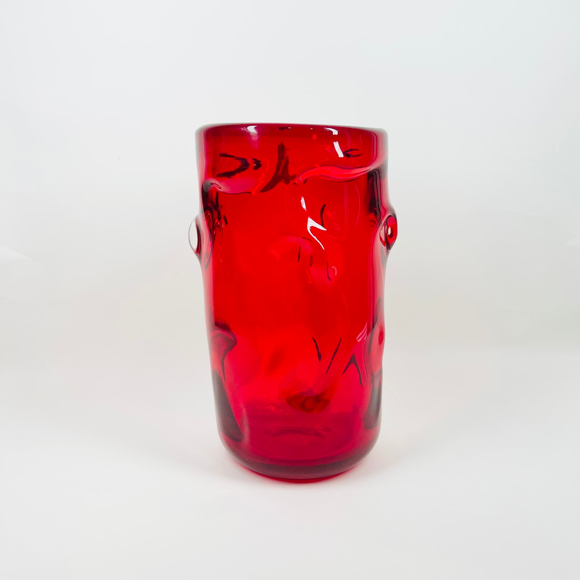 WHITEFRIARS RUBY RED GLASS BULBOUS VASE