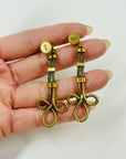 VINTAGE LIMITED EDITION CHRISTIAN DIOR TWIST ROPE RIBBONS DROP PIERCED EARRINGs