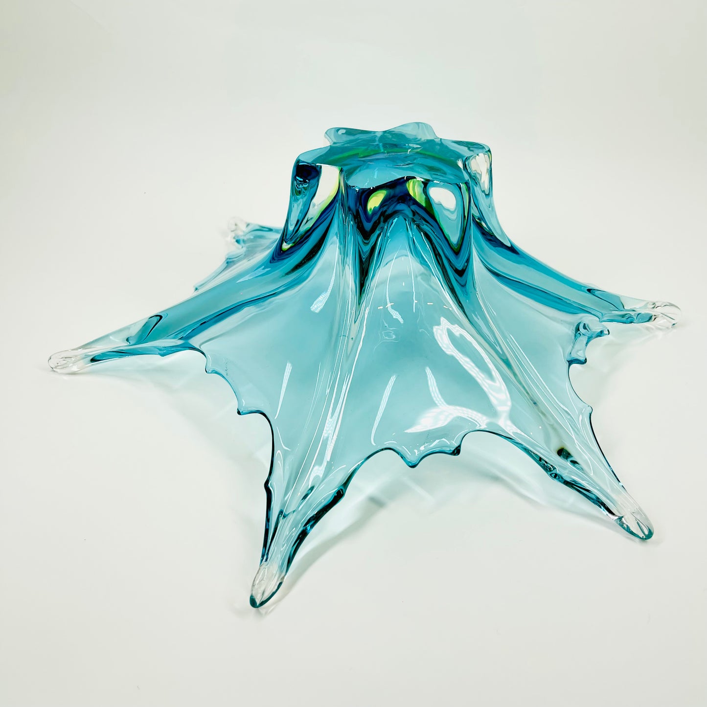 1940s URANIUM MURANO TURQUOISE SOMMERSO GLASS BOWL