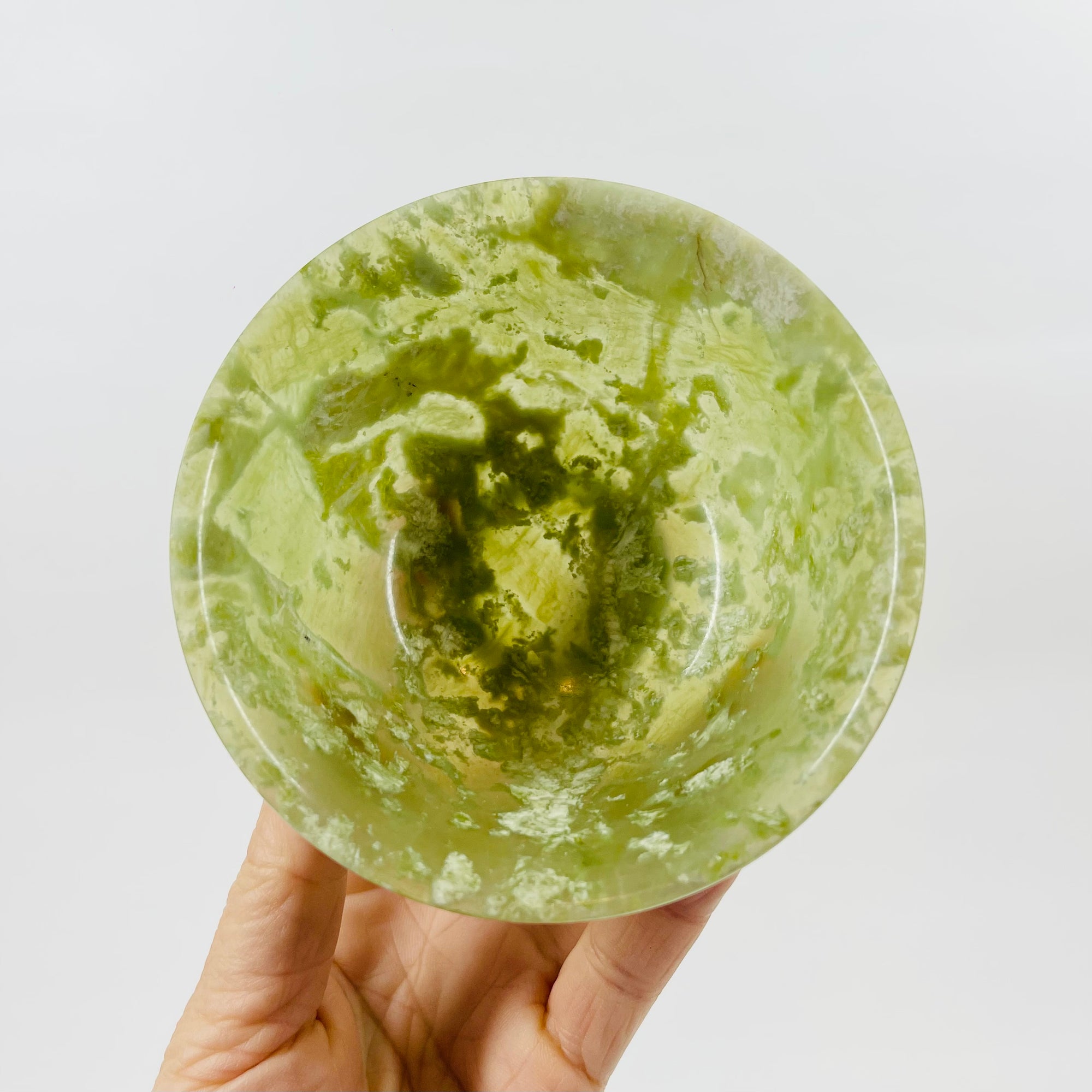 ANTIQUE GREEN JADE STONE CEREMONIAL BOWL