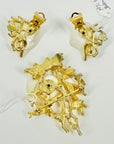 1950s CORAL SEASHELLS EARRINGS BROOCH SUITE