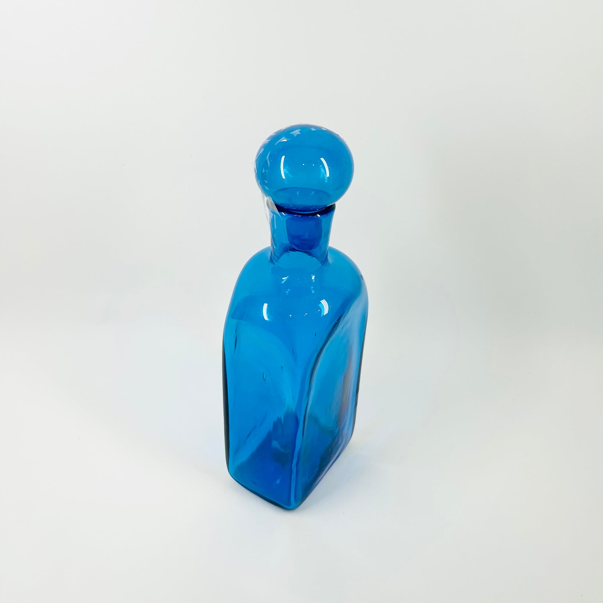 1970s BLENKO KINGFISHER BLUE GLASS DECANTER