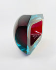 XXL 1950s RED BLUE AMBER MURANO MANDRUZZATO SOMMERSO FACETED GLASS BOWL