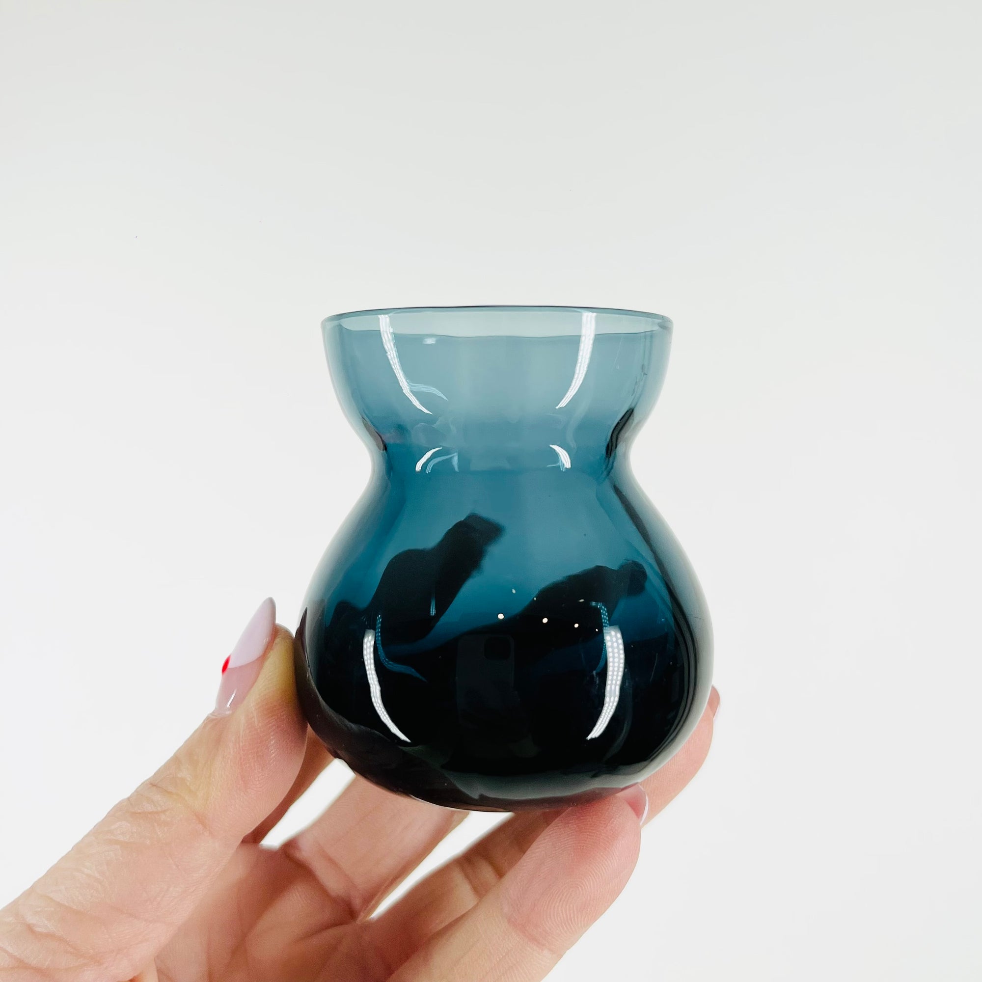 1960s ORREFORS TEAL GREY GLASS MINIATURE VASE