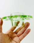 ANTIQUE GREEN DEPRESSION URANIUM GLASS FLOWER FROG