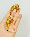 LARGE 1980s GOLD PLATED LUCITE CLIP ON EARRINGS