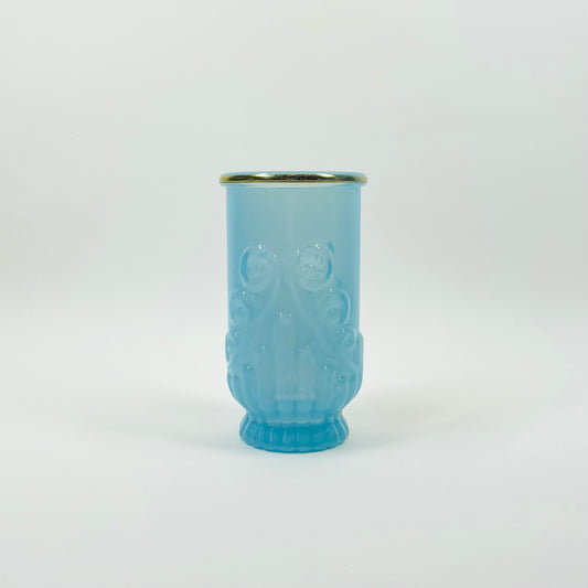 1950s AVON BLUE OPALESCENT GLASS BRUSH HOLDER