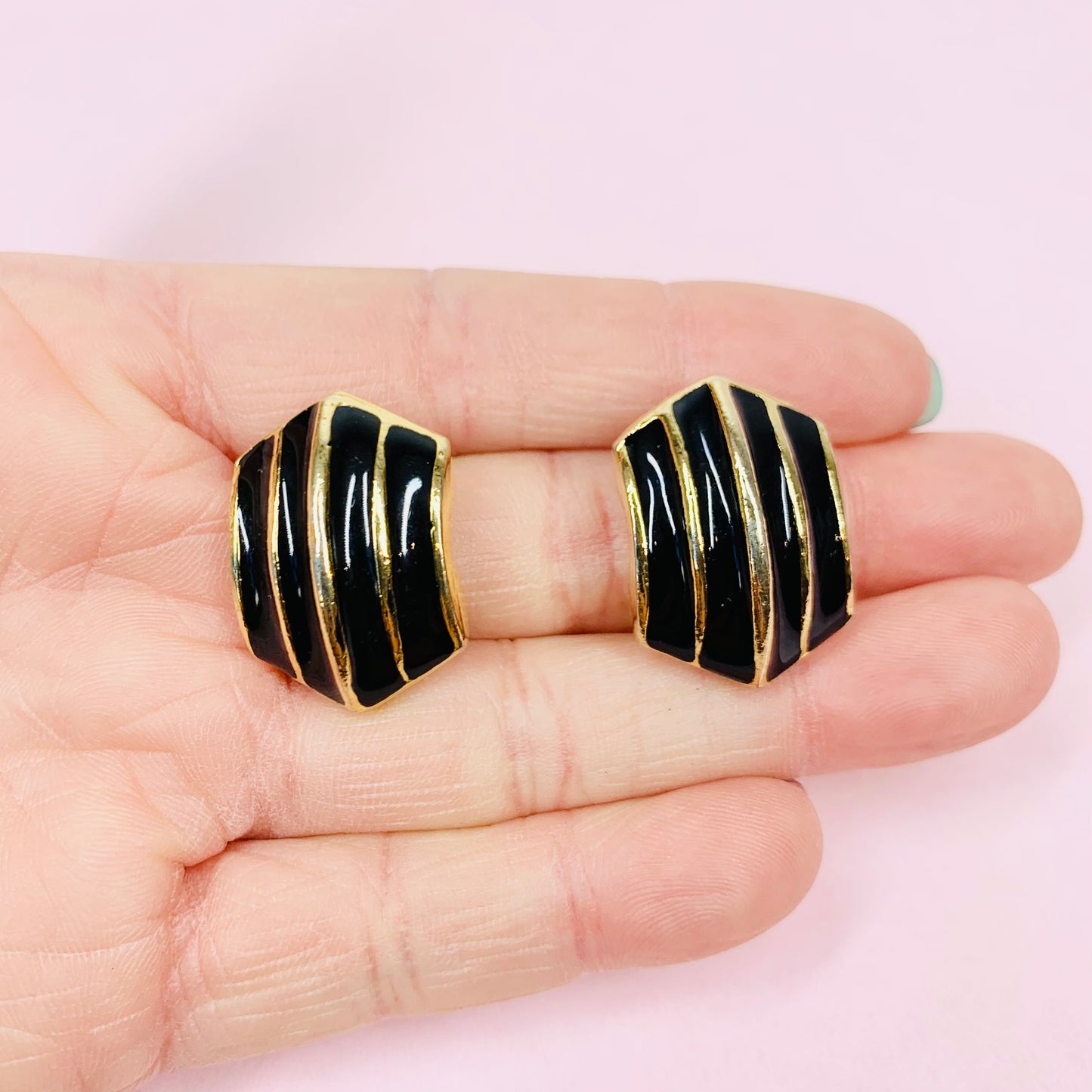 60s BARCS BLACK ENAMEL EARRINGS