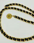 2009 CHANEL BLACK LEATHER GOLD PLATED LOGO BELT