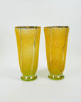 ANTIQUE ART DECO CRACKLED URANIUM GLASS JUG SET