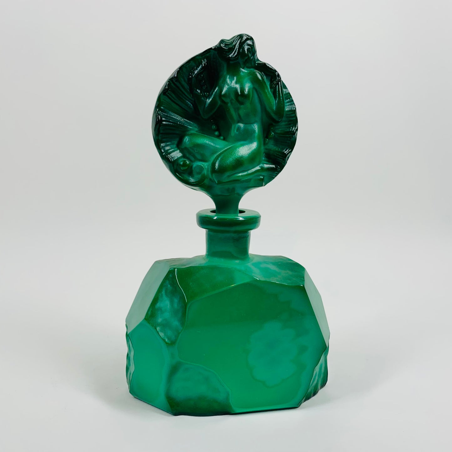 ART DECO MALACHITE GLASS PERFUME BOTTLE