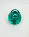 1960s MURANO GREEN GLASS CANDLE HOLDER WITH CONTROLLED BUBBLES