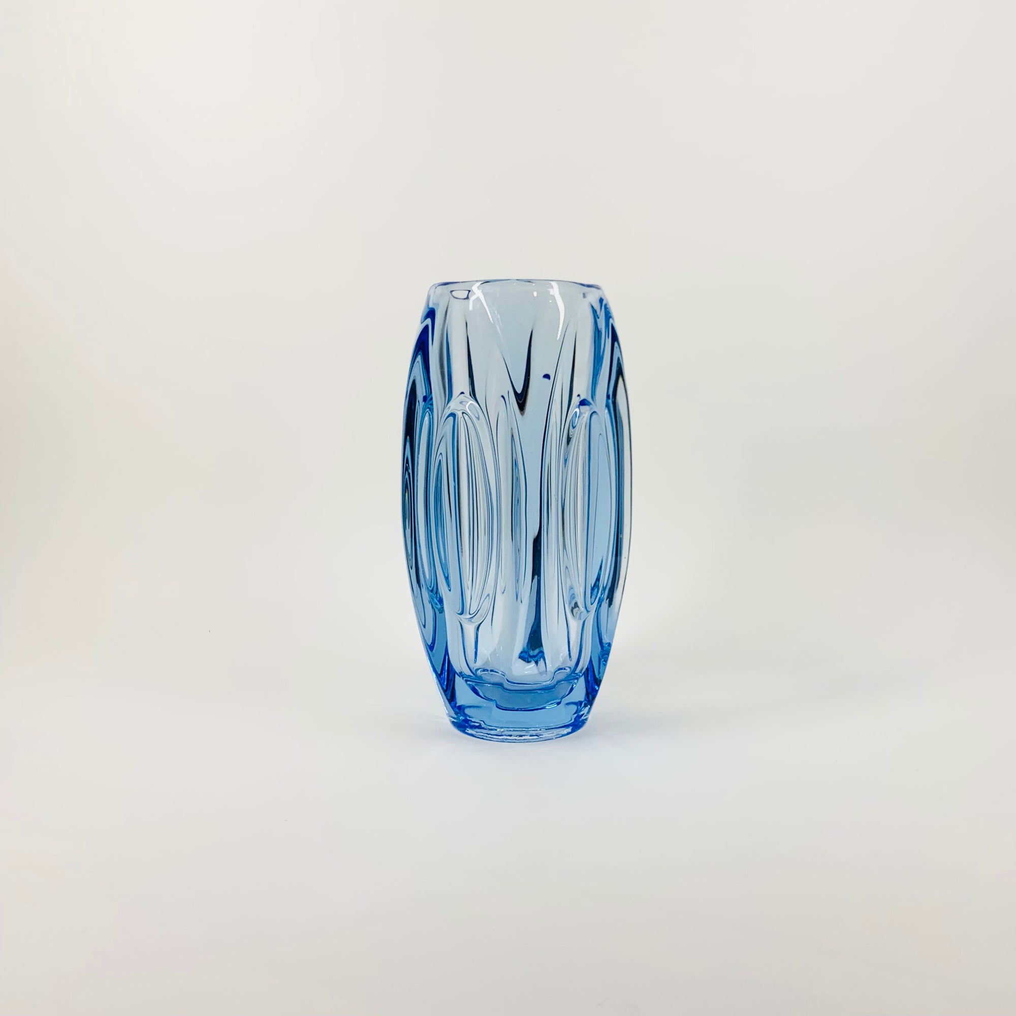 1960s SKLO UNION ROSICE LENS GLASS VASE BY RUDOLF SCHROTTER