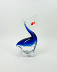 1980s CZECH BLUE GLASS PELICAN