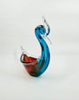 LARGE 1970s MURANO RED BLUE GLASS SWAN BOWL/ASHTRAY