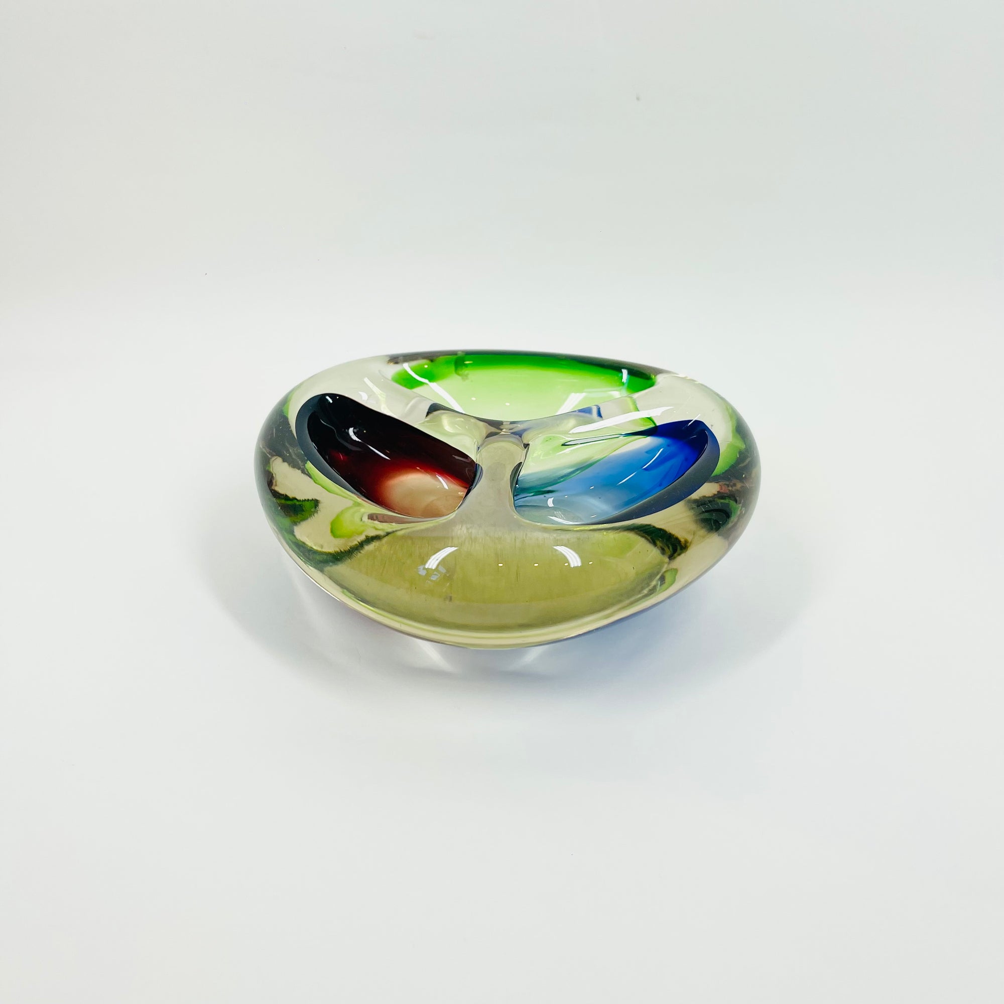 1950s MURANO RED GREEN BLUE BOWL/ASHTRAY