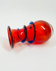 1950s RED MURANO POSY VASE WITH BLUE WIRING