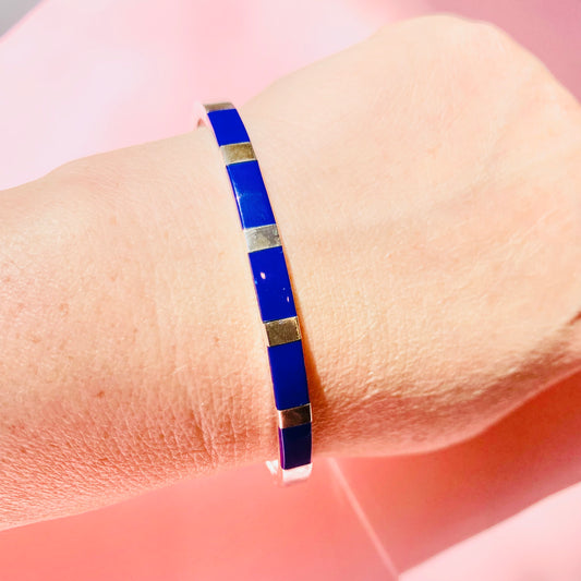 STERLING SILVER LAPIS BANGLE