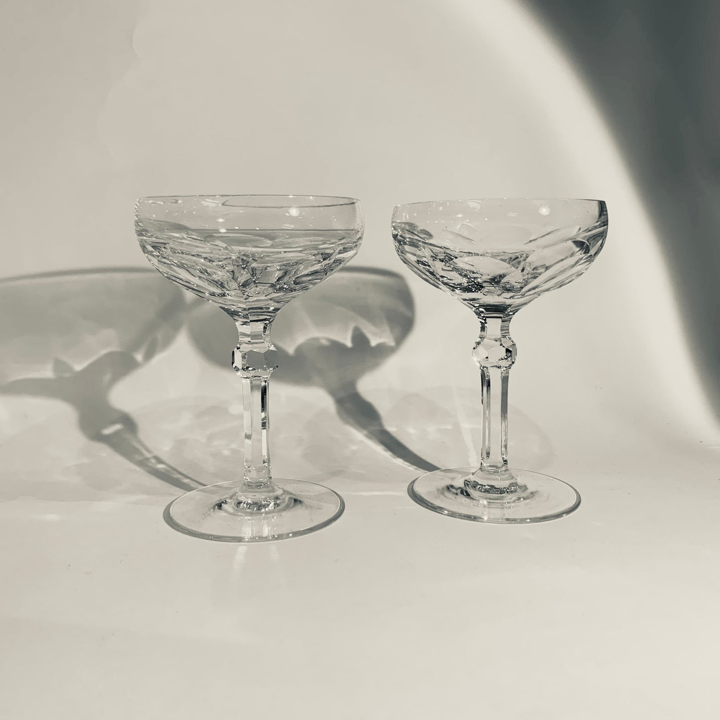 ANTIQUE ART DECO FRENCH CRYSTAL MINI COUPE GLASSES