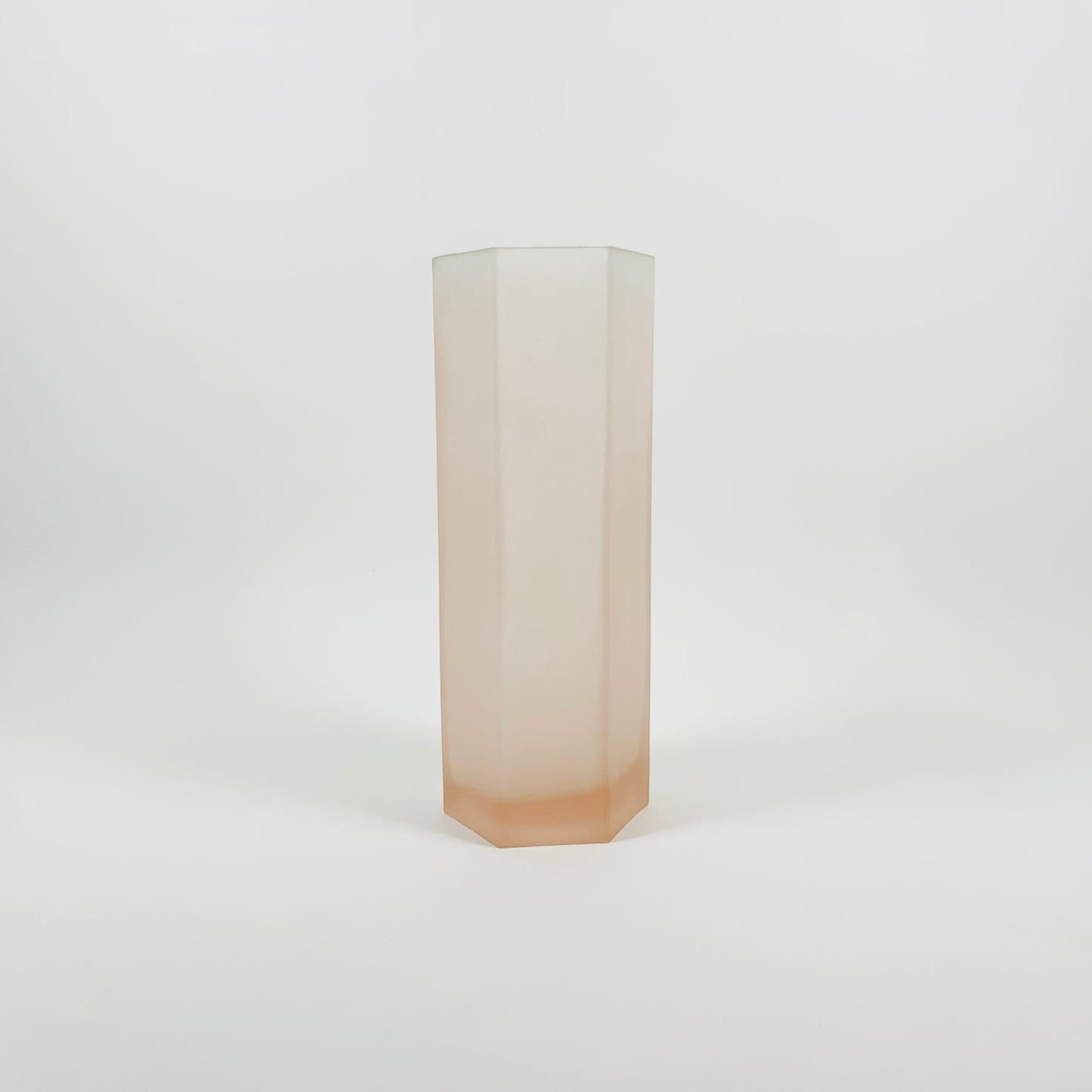 ART DECO PINK SATIN GLASS HEXAGON VASE