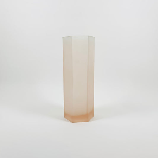 ART DECO PINK SATIN GLASS HEXAGON VASE