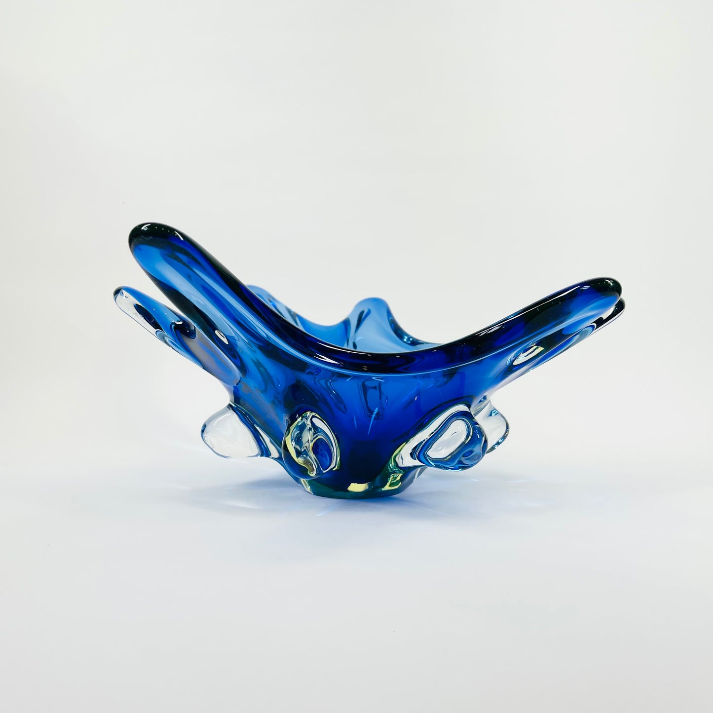 1940s URANIUM MURANO COBALT BLUE SOMMERSO GLASS BOWL