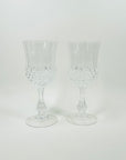 1950s FRENCH PRESSED CRYSTAL WINE GLASSES WITH FLARE RIM