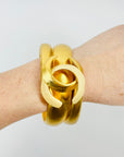 2000 CHANEL WHITE ENAMEL CC LOGO BANGLE