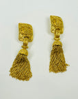 1980s CHANEL CC FILIGREE LOGO TASSELS DROP CLIP ON EARRINGS