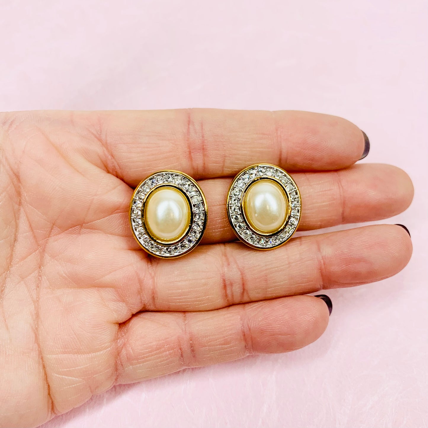 80s HALO PEARL BUTTON EARRINGS