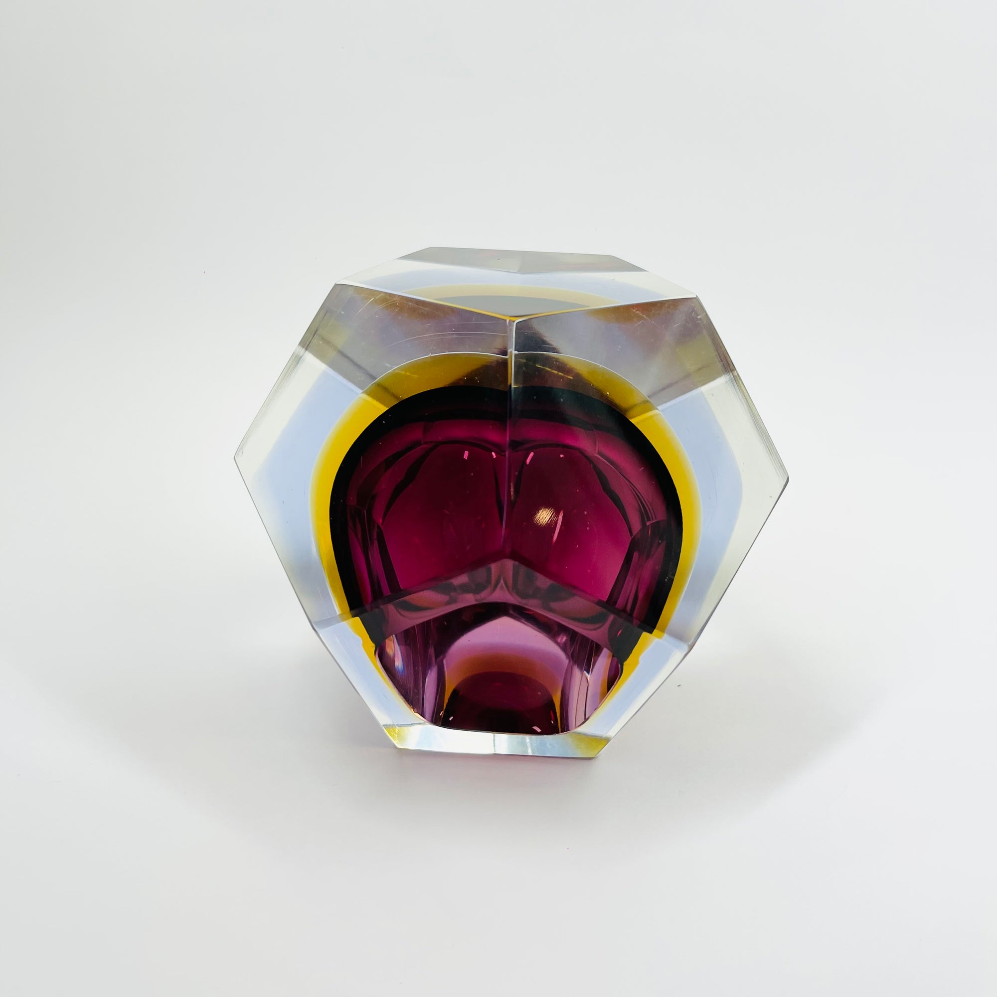 1950s FACETED MURANO PURPLE PINK BLUE YELLOW GEODE BOWL