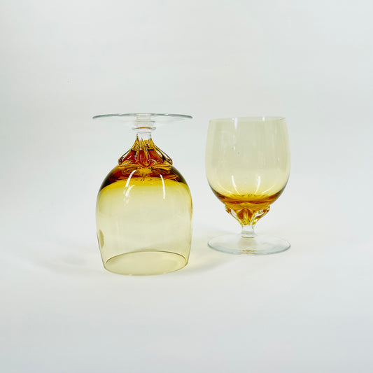 1950s BOHEMIAN AMBER TWIST STEM COCKTAIL GLASSES