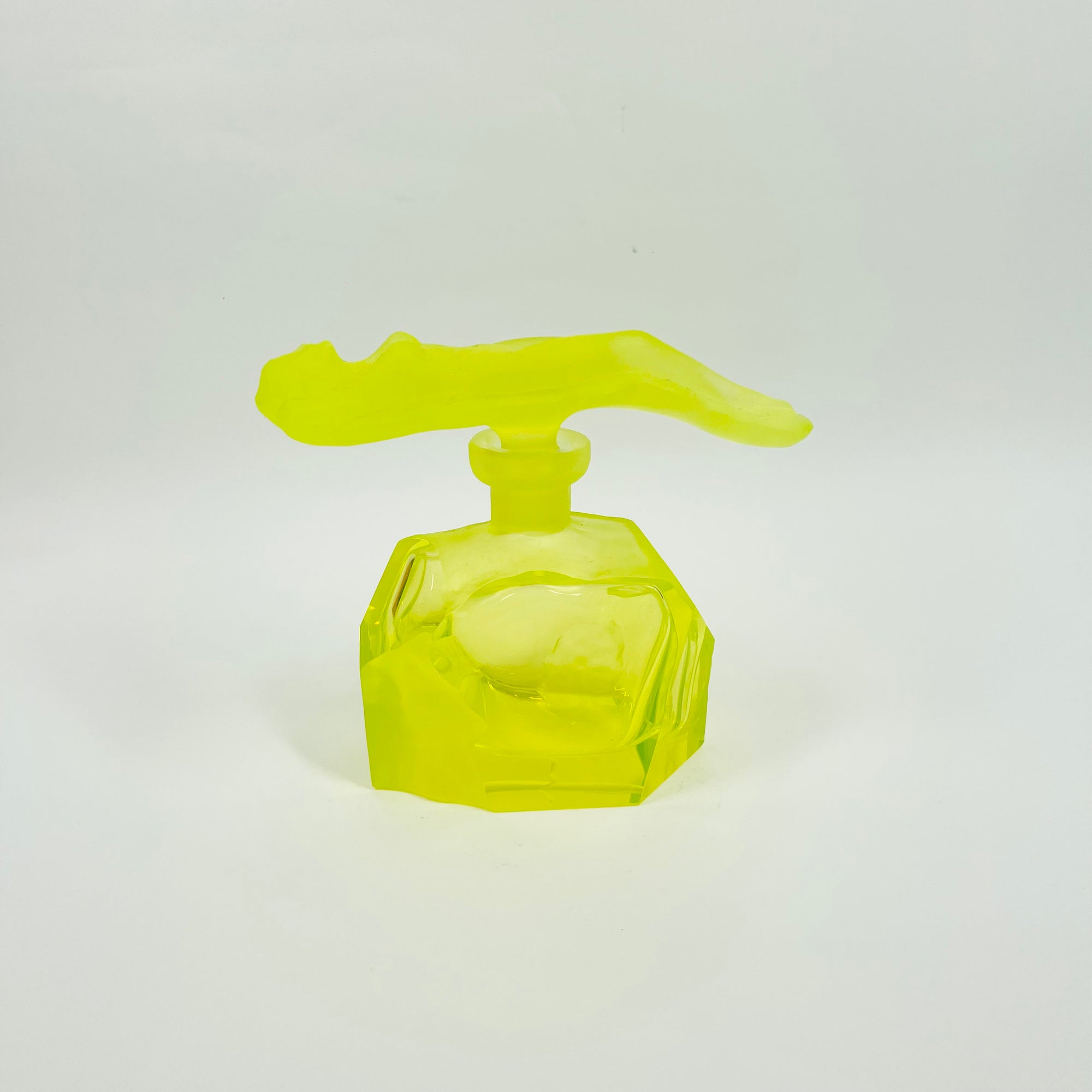URANIUM GLASS PERFUME BOTTLE WITH NUDE STOPPER