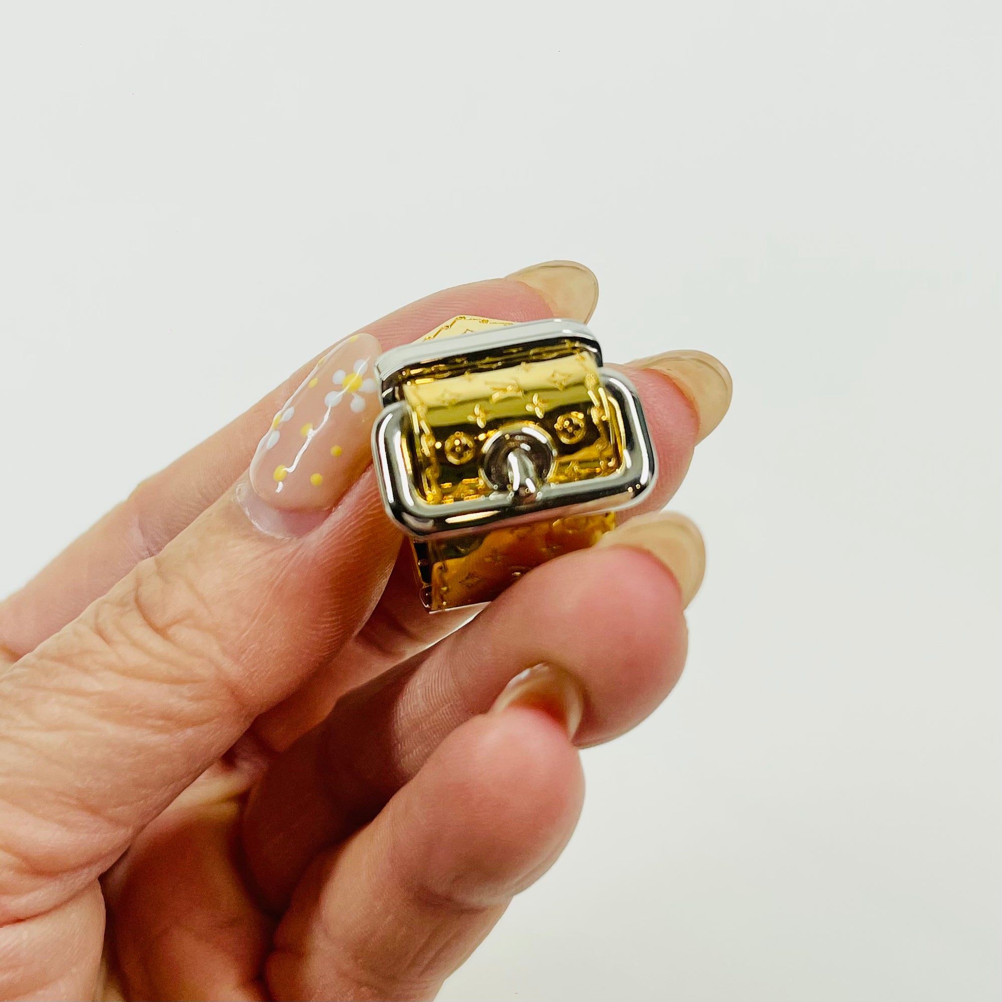 VINTAGE LOUIS VUITTON COSTUME TWO TONE MONOGRAM BUCKLE RING