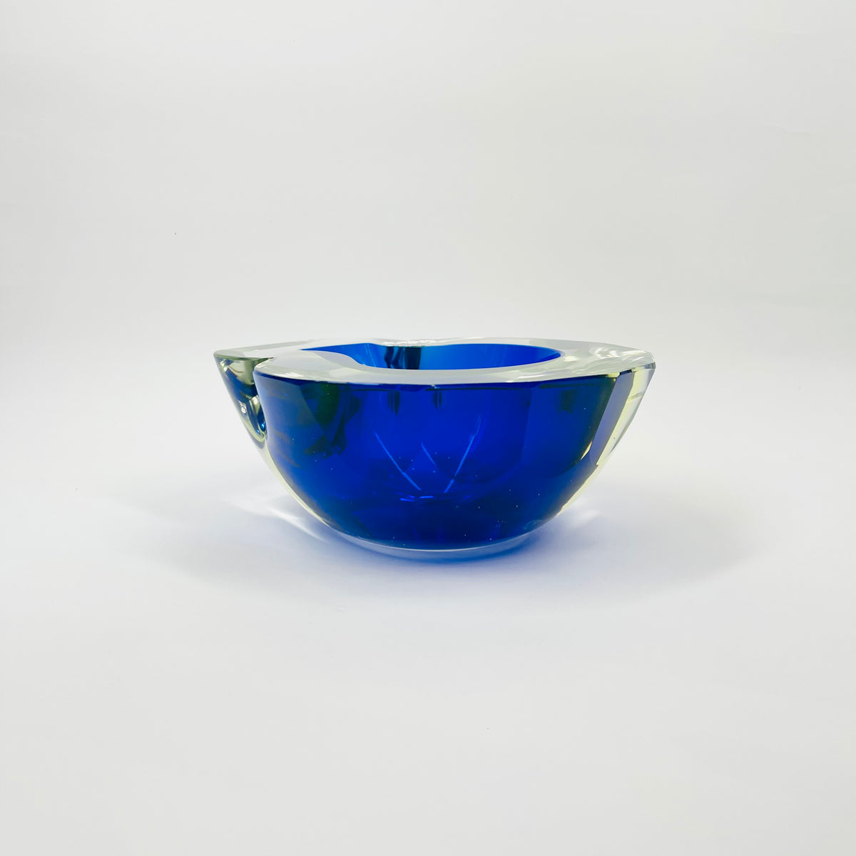 1940s BLUE GREEN COBALT BLUE SOMMERSO URANIUM GLASS GEODE BOWL