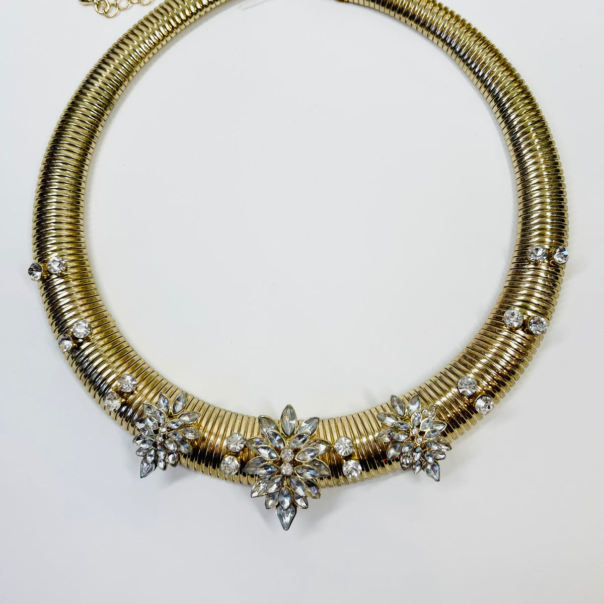 1970s CHUNKY TUBOGAS MESH DIAMANTE STATEMENT NECKLACE