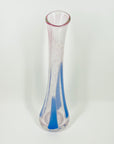 1980s AUSTRALIAN MOUTH BLOWN PINK BLUE ABSTRACT ART GLASS SWUNG VASE BY STEPHEN MORRIS